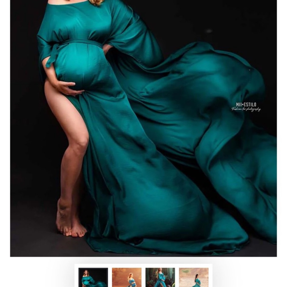 Flowing Teal Maternity Dress